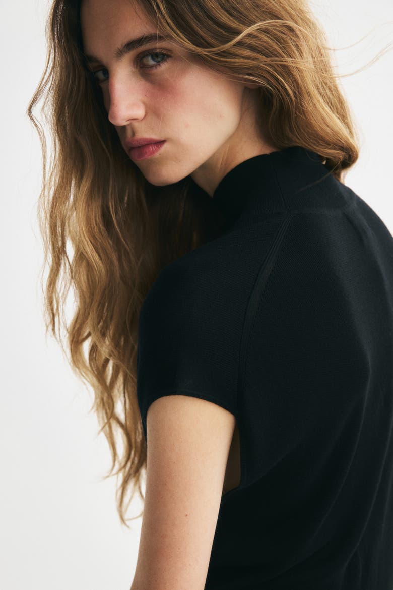 Fine-Knit Mock Turtleneck Dress, Alternate, color, Black