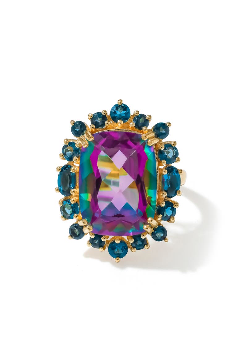 London Blue Doublet Quartz & Rhodolite Garnet Statement Ring, Alternate, color, PINK