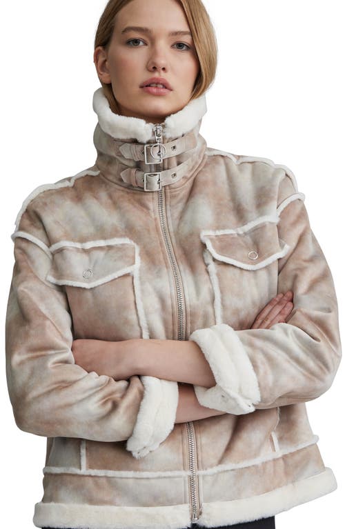 Nvlt Faux Fur Trim Faux Suede Biker Jacket In Gold