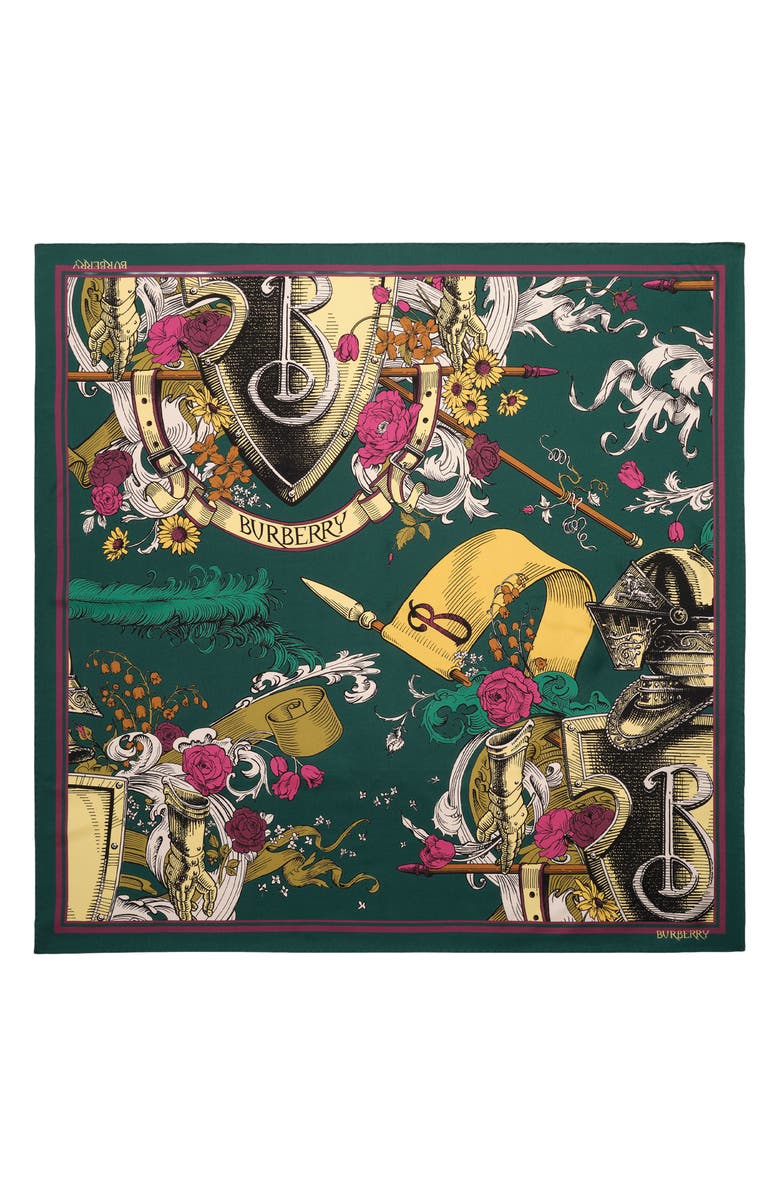 Burberry Print Etched Knight Silk Scarf, Alternate, color, Emerald Green