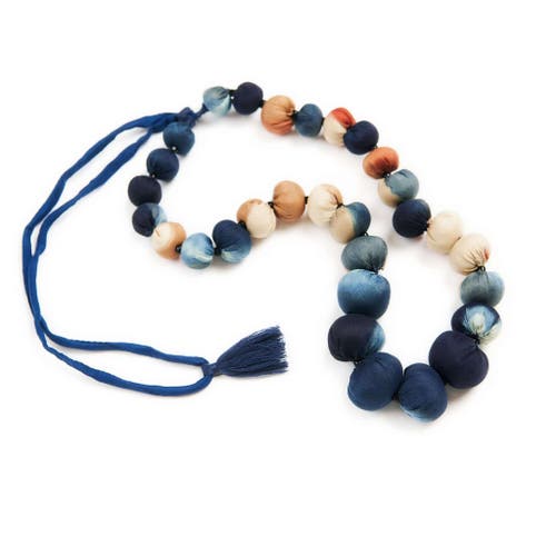 Studio Variously Mihika Silk Beaded Necklace Modern Artisanal In Indigo