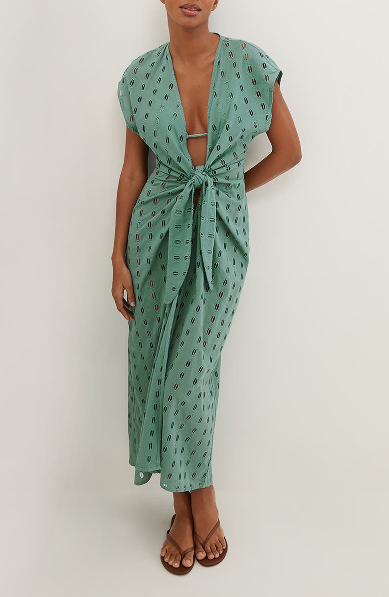 ViX Paula Hermanny Sasha Eyelet Cover-Up Maxi Dress, Main, color, 