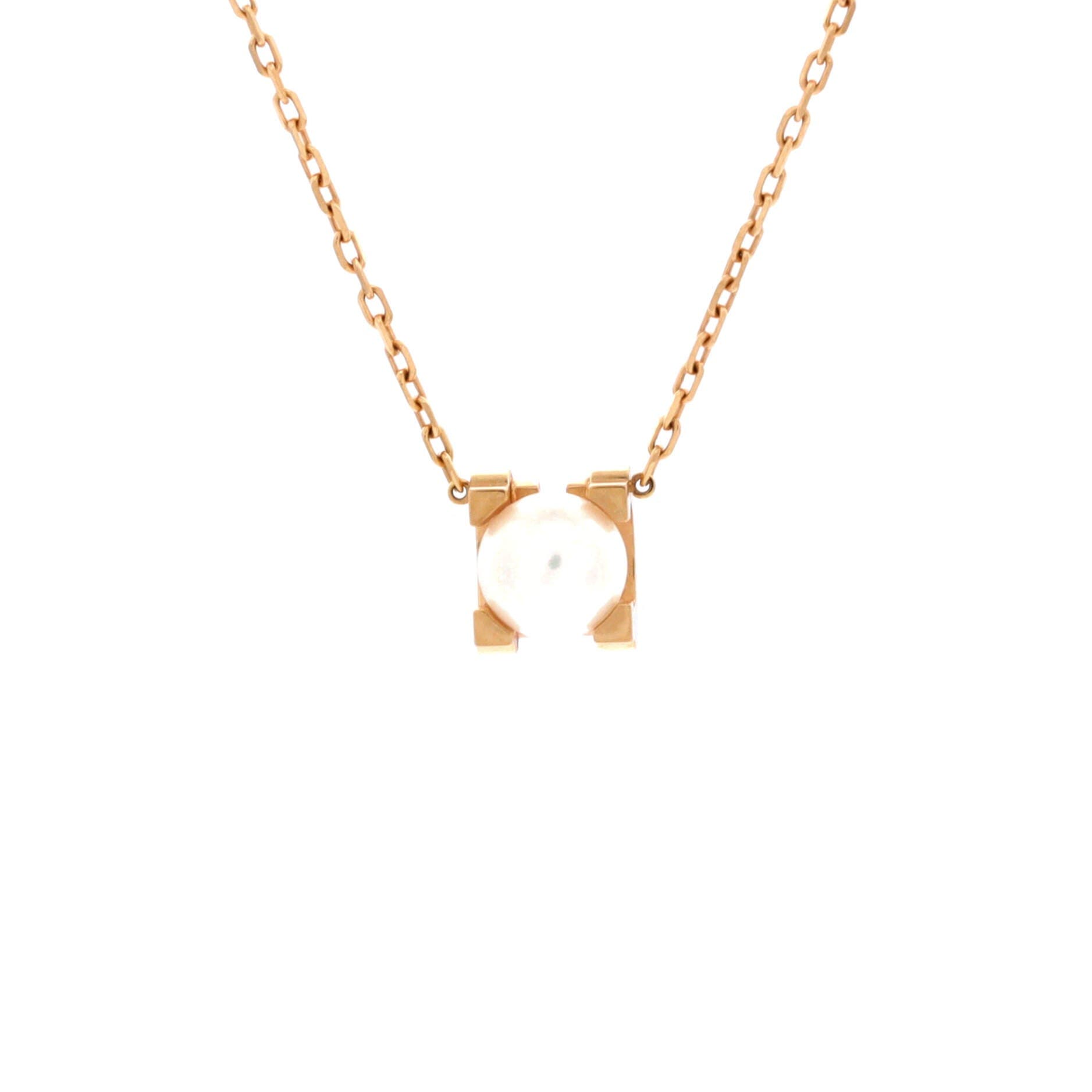 C de Cartier Necklace 18K Rose Gold and Pearl, Main, color, Metallic Gold