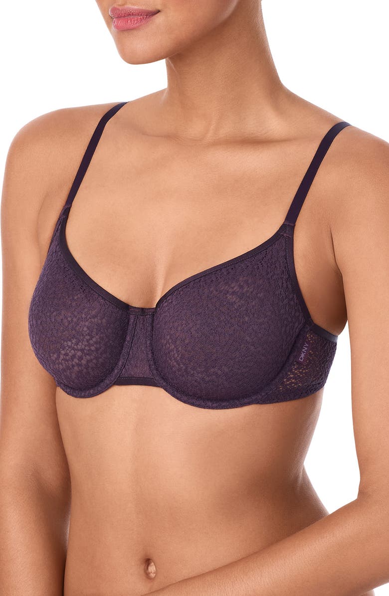 DKNY Modern Lace Unlined Demi Bra, Alternate, color, Nightshade