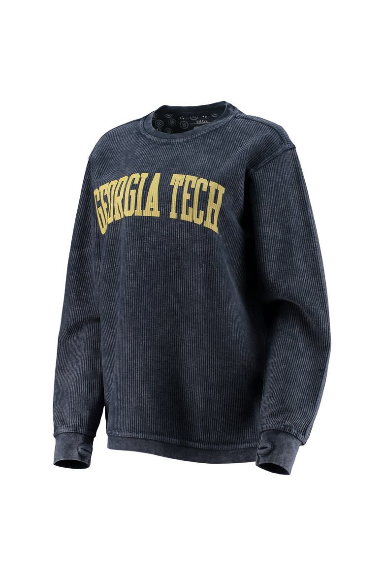 Women's Pressbox Navy Georgia Tech Yellow Jackets Comfy Cord Vintage Wash Basic Arch Pullover Sweatshirt, Alternate, color, Navy