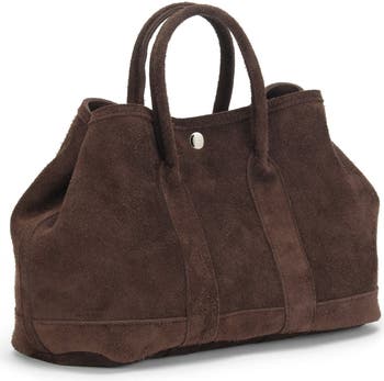 Audrey Nubuck Suede Leather Top Handle Bag