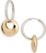 Tasha Two-Tone Disc Drop Hoop Earrings