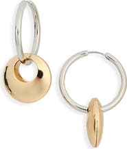 Tasha Two-Tone Disc Drop Hoop Earrings
