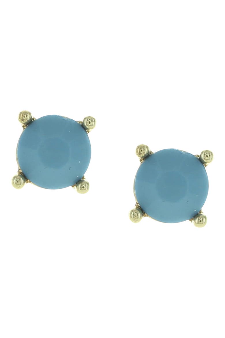 Gold Plated Glamour Crystal Stud Earrings, Main, color, GOLD / BLUE