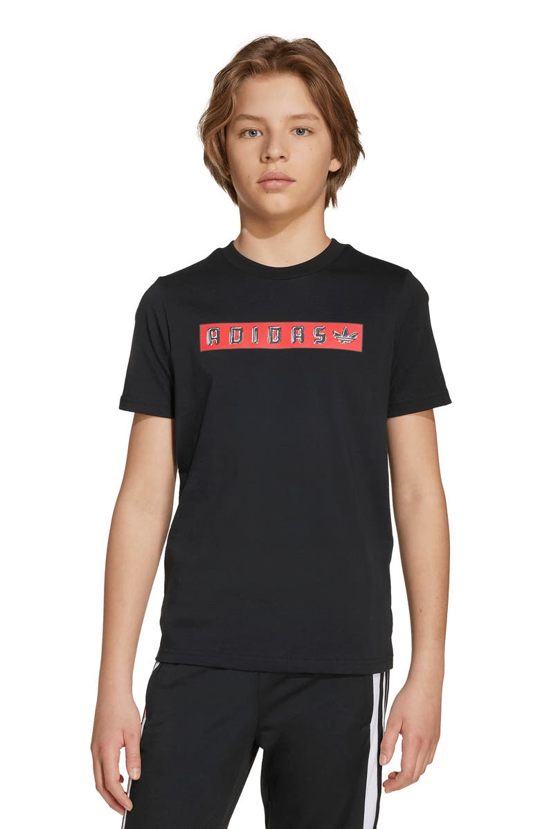 adidas Originals Kids' Cotton Graphic T-Shirt, Alternate, color, Black