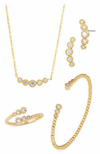 14k Gold Plated Cubic Zirconia 4-Piece Jewelry Set