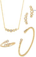 SAVVY CIE JEWELS 14k Gold Plated Cubic Zirconia 4-Piece Jewelry Set