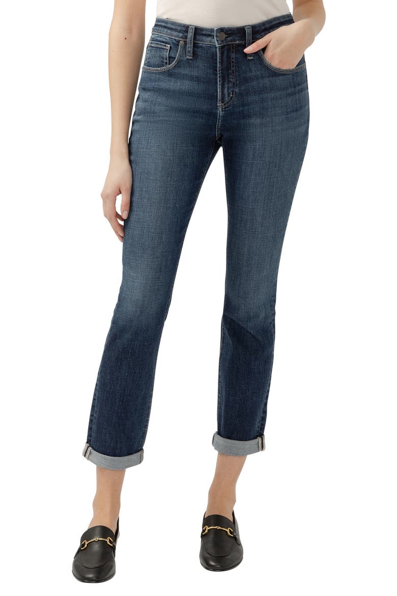 Beau High Waist Slim Boyfriend Jeans, Main, color, INDIGO