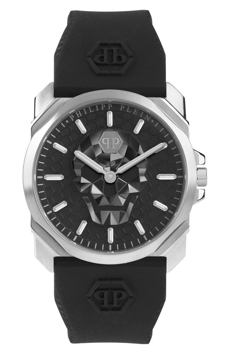 PHILIPP PLEIN SPORT Two Hand Quartz Silicone Strap Watch, 40mm, Main, color,