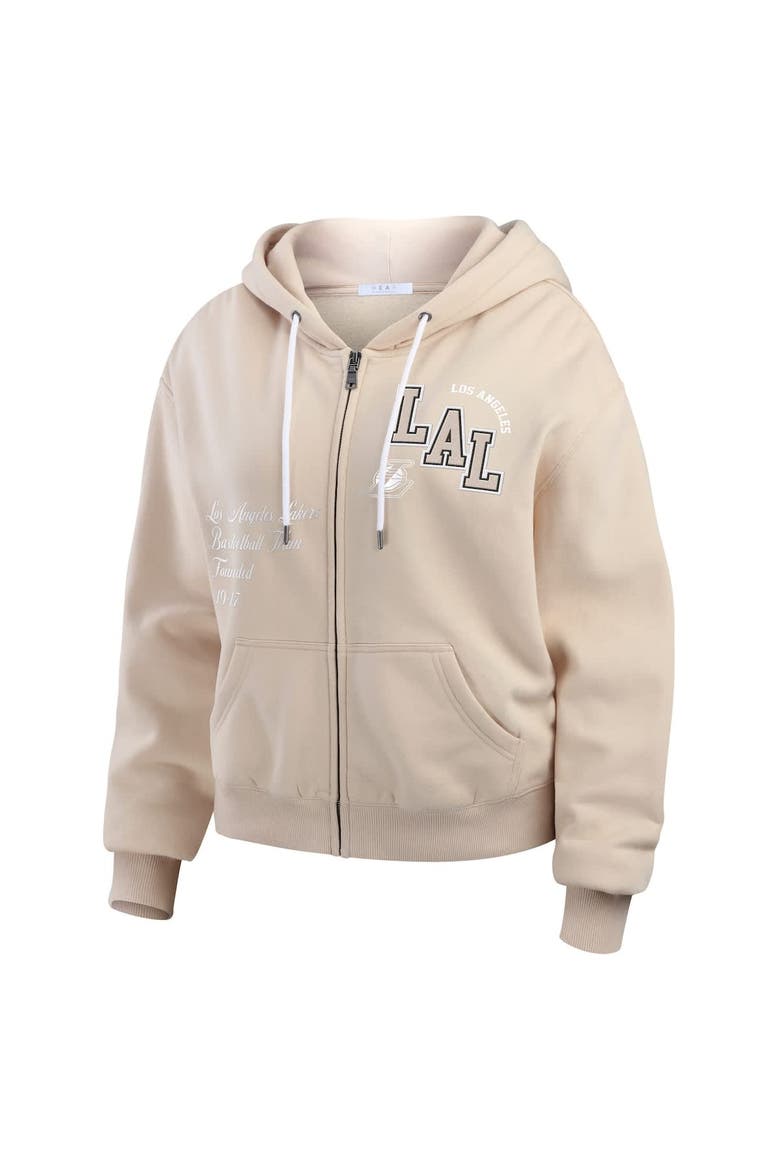 Women's WEAR by Erin Andrews Cream Los Angeles Lakers Plus Size Tonal Felt Patch Full-Zip Hoodie, Alternate, color, Cream