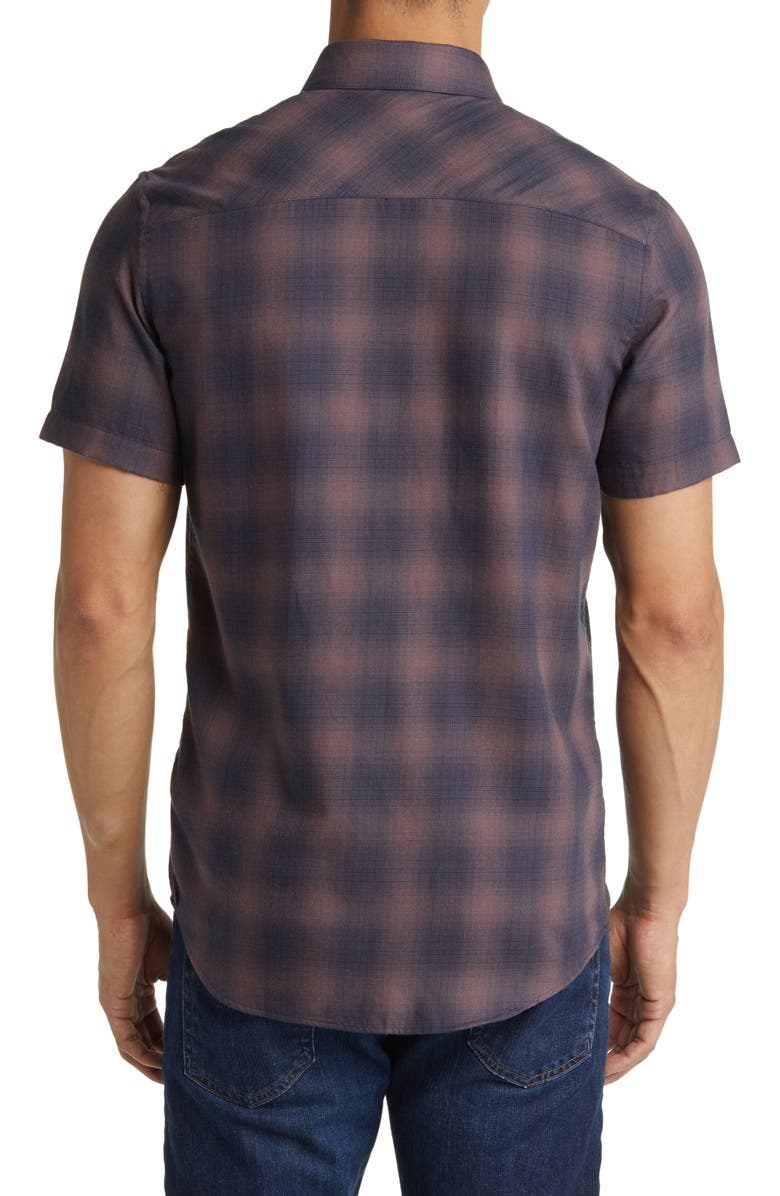 TravisMathew Down the Middle Check Short Sleeve Button-Up Shirt, Alternate, color, Flint
