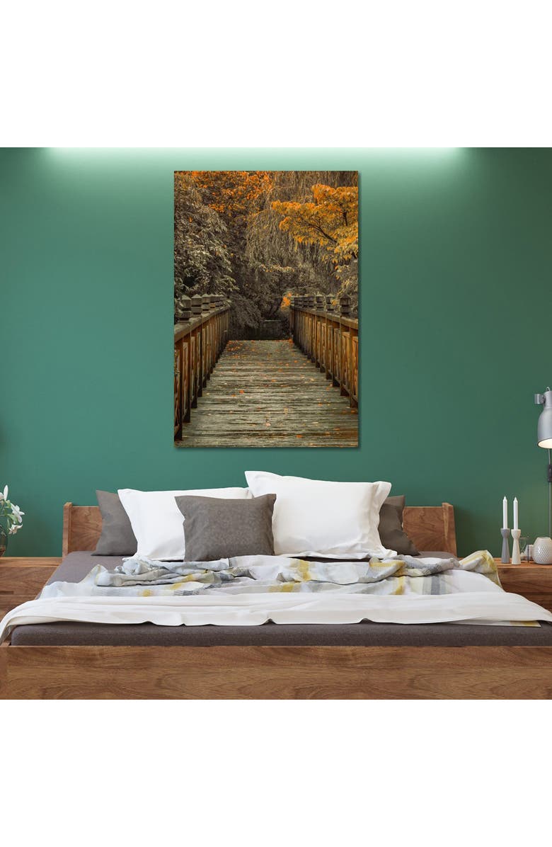 iCanvas Across The Bridge by Don Schwartz Canvas Wall Art, Alternate, color, Forest Bridge