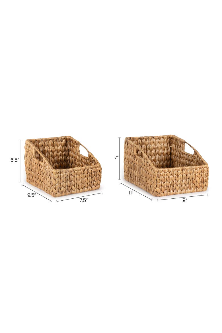 Havanah Southwestern Handwoven Hyacinth Slanted Pantry Baskets with Handles,, Alternate, color, Natural