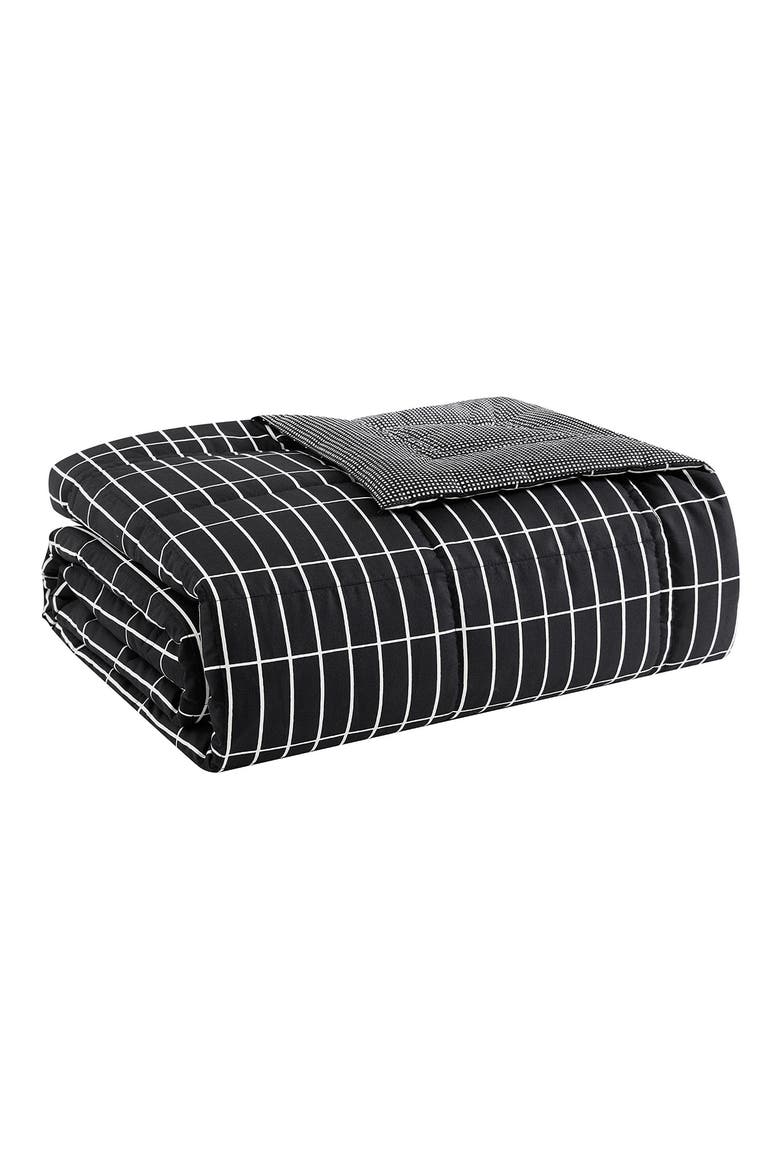 Pieni Tiiliskivi Reversible Down Alternative Blanket, Main, color, BLACK/ WHITE