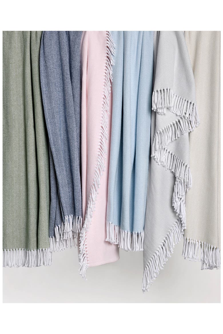 Celine Fringed Herringbone Cotton Throw, Alternate, color, SILVERSAGE