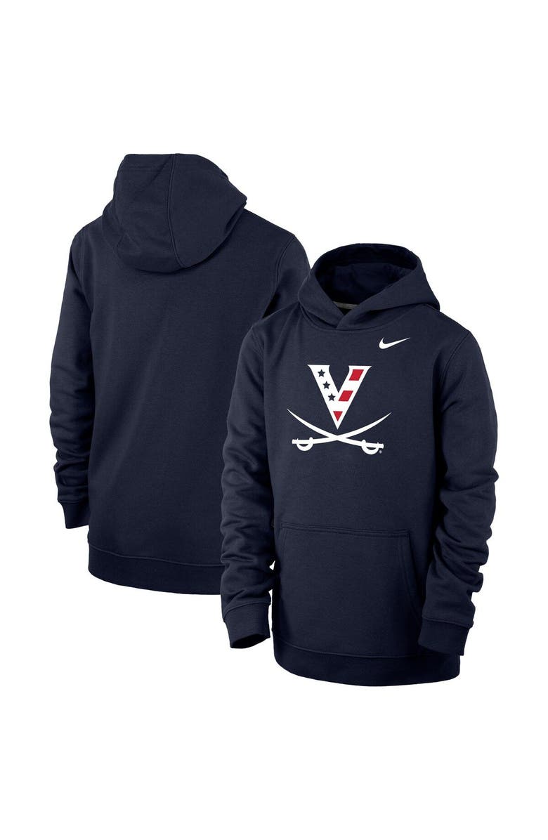 Nike Youth Navy Virginia Cavaliers Red, White & Hoo Primary Logo Pullover Hoodie, Main, color,