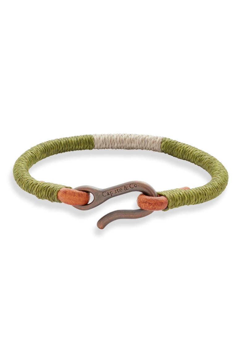 Men's Hand Wrapped Leather Bracelet, Main, color, OLIVE COMBO