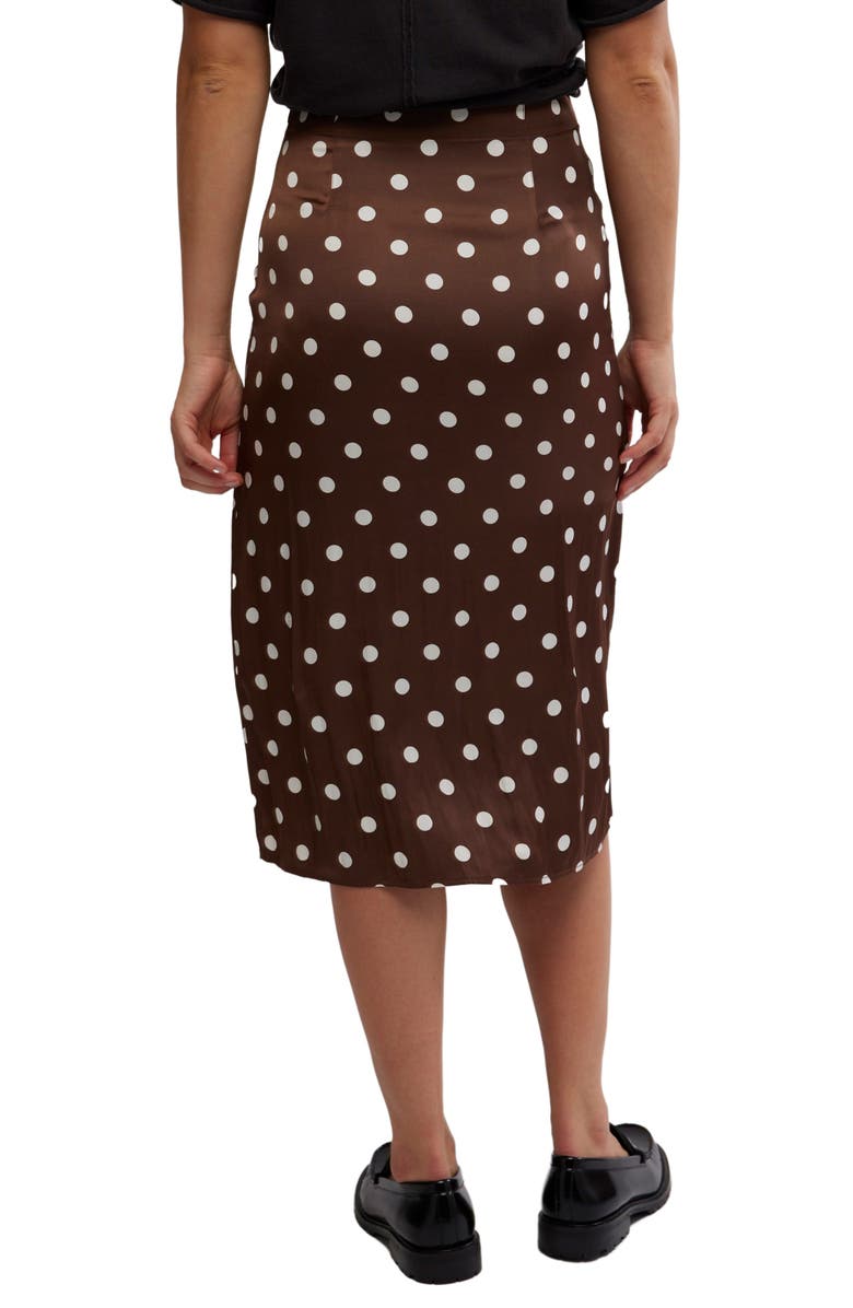 Free People Analise Polka Dot Button-Up Midi Skirt, Alternate, color, Pinecone Combo