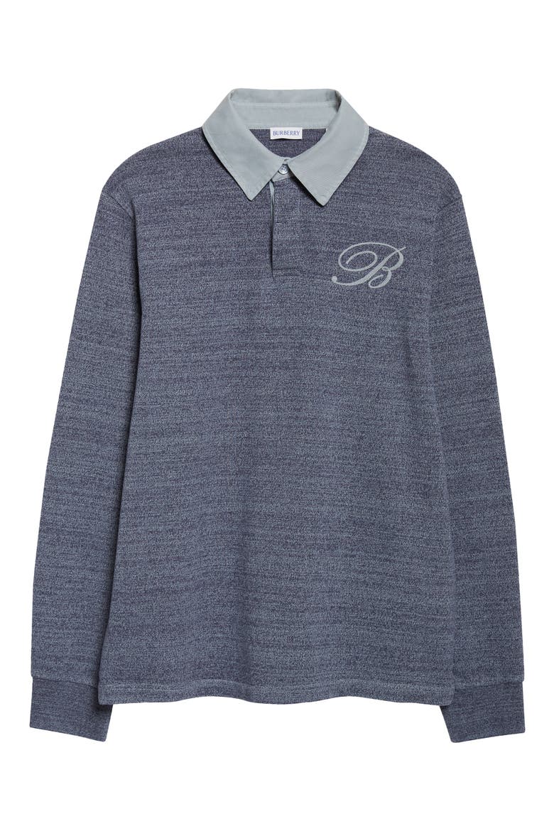 Ruby Relaxed Fit Long Sleeve Cotton Mouliné Jersey Rugby Polo, Alternate, color, RIVR BLU/ CLK WHT PTN