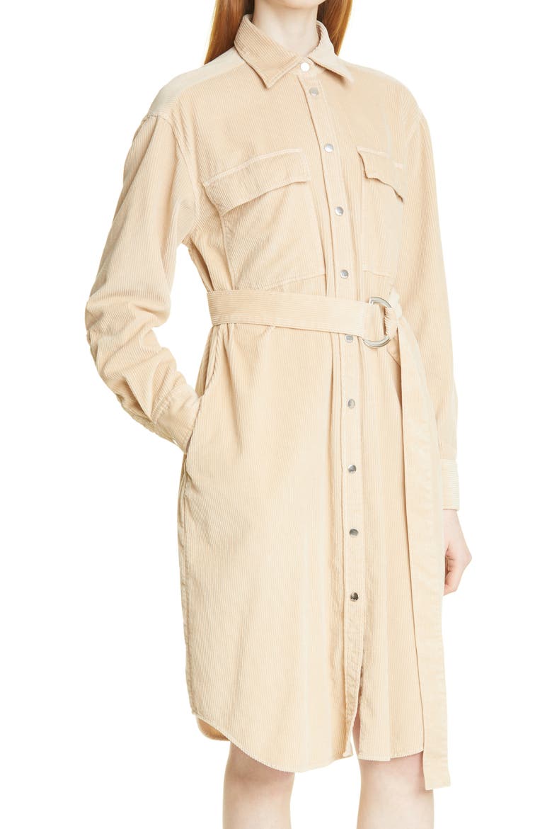 Desterig Belted Long Sleeve Corduroy Shirtdress, Alternate, color, LIGHT CAMEL