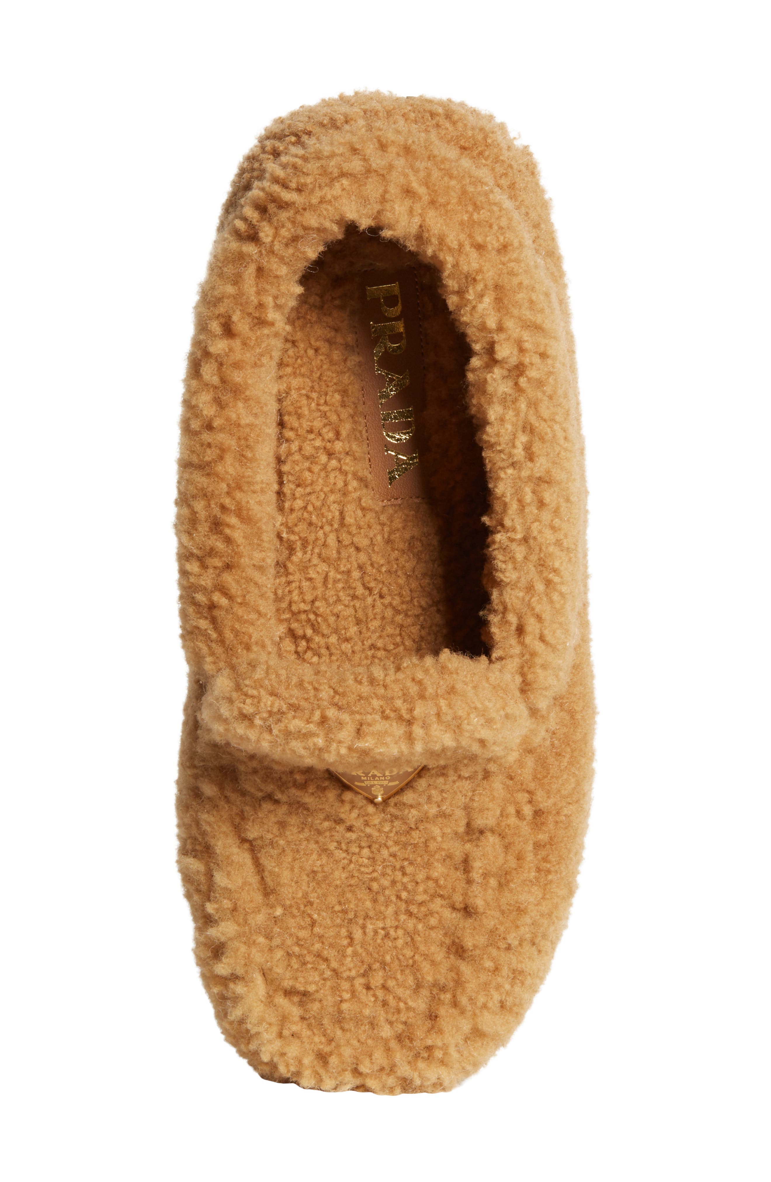 Prada Genuine Shearling Driving Shoe, Alternate, color, 