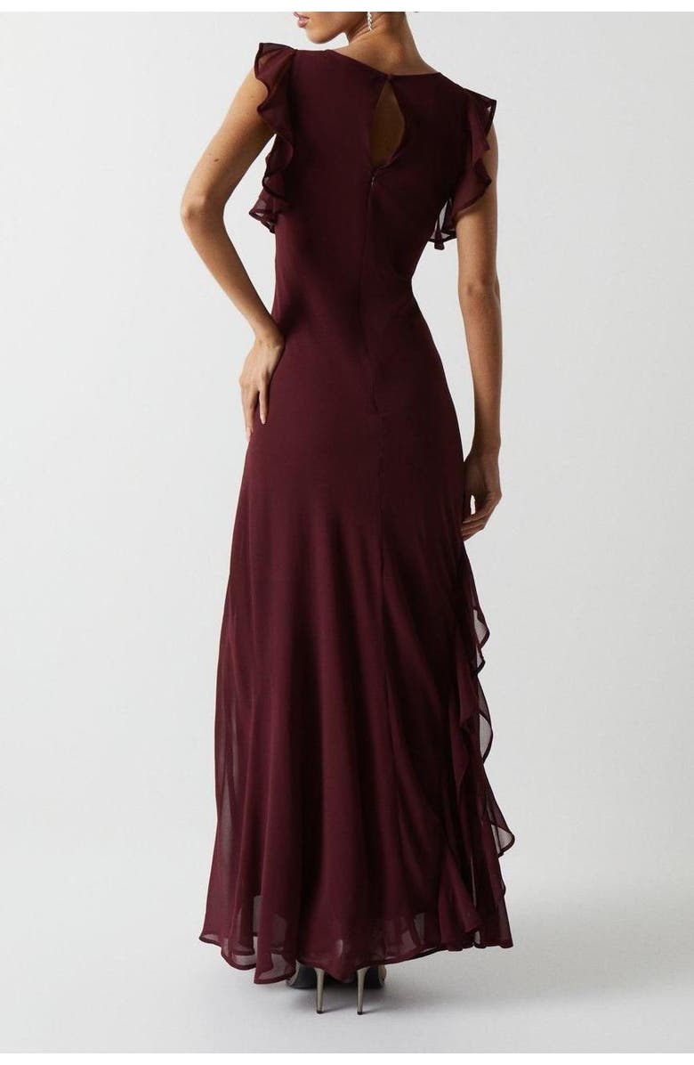 Coast Honoured Ruffle Georgette Maxi Dress, Alternate, color, Malbec
