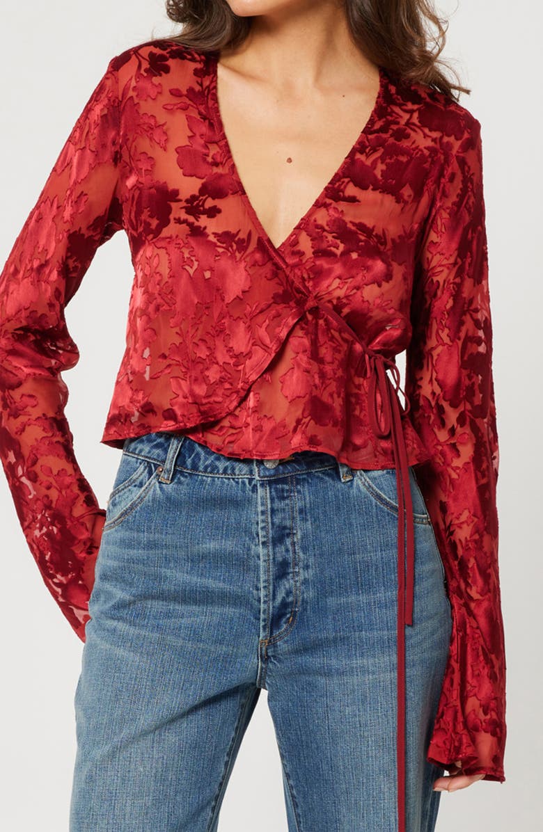 Rolla’s Rodeo Sheer Burnout Wrap Top, Alternate, color, 