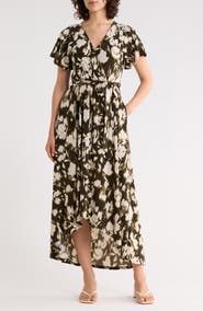 WEST K Flutter Sleeve High-Low Dress