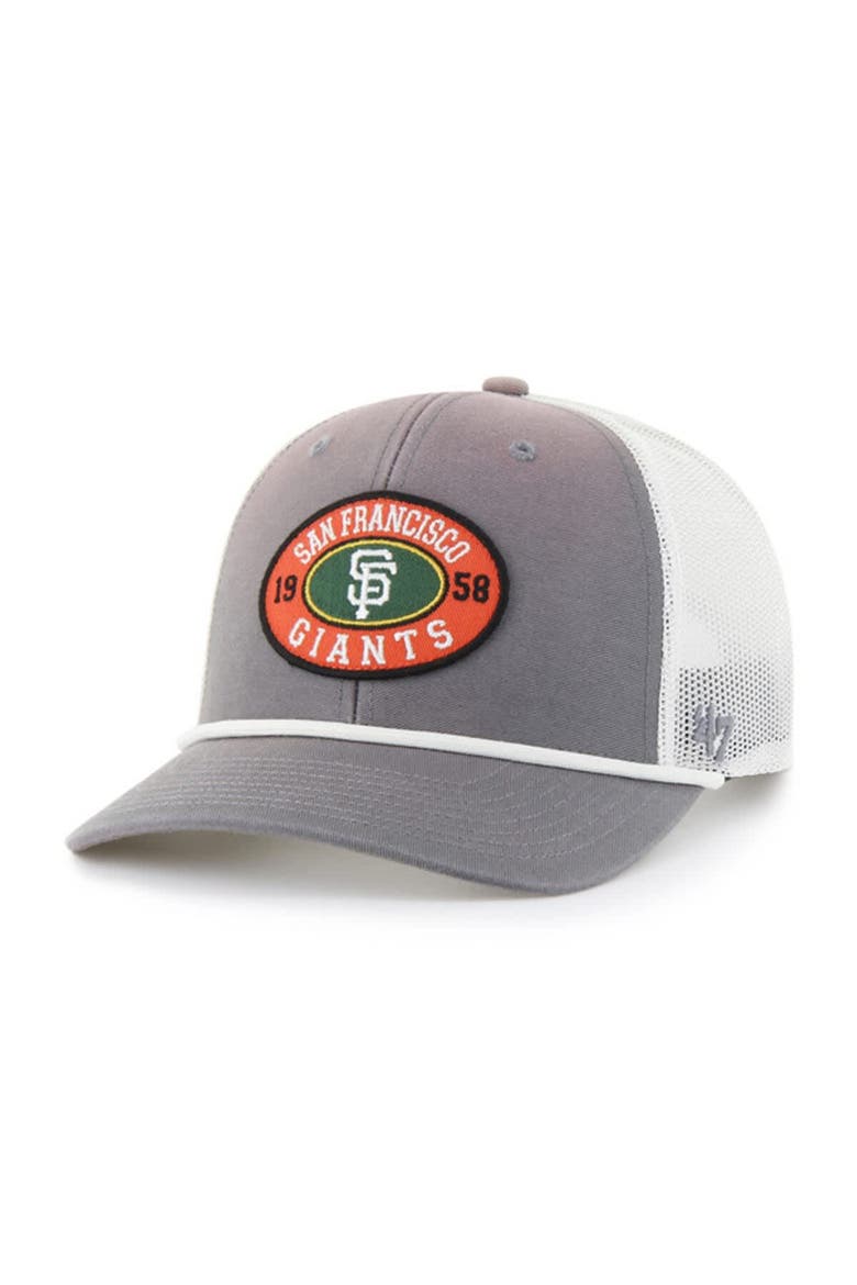 Men's '47 Gray/White San Francisco Giants Tide Sweep Rope Trucker Adjustable Hat, Main, color, Gray