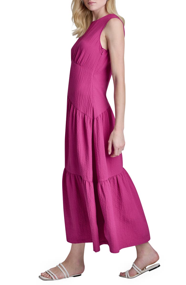DKNY Sleeveless Crinkled Gauze Tiered Maxi Dress, Alternate, color, Africn Violet