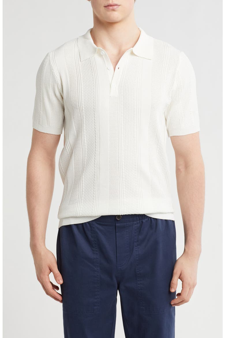 Textured Sweater Knit Polo, Main, color, WHITE