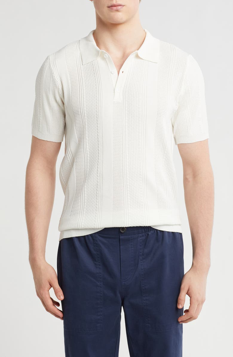 T.R. PREMIUM Textured Sweater Knit Polo, Main, color, White