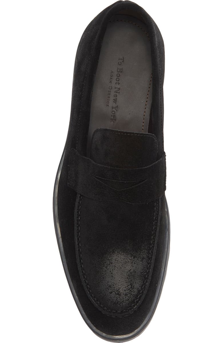 TO BOOT NEW YORK Orman Lug Sole Penny Loafer, Alternate, color, Waxed Suede Black