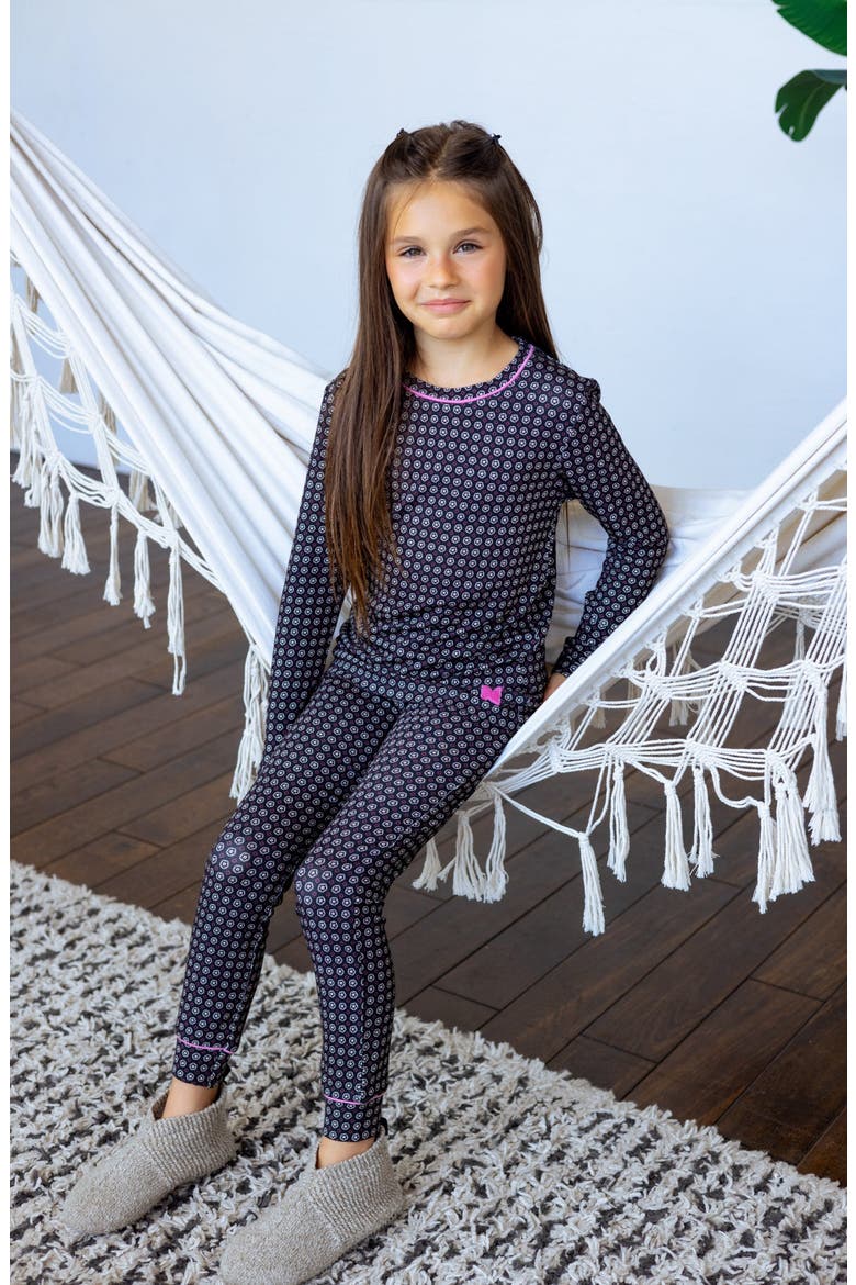 Girls Pattern Footie, Alternate, color, Geometric Black