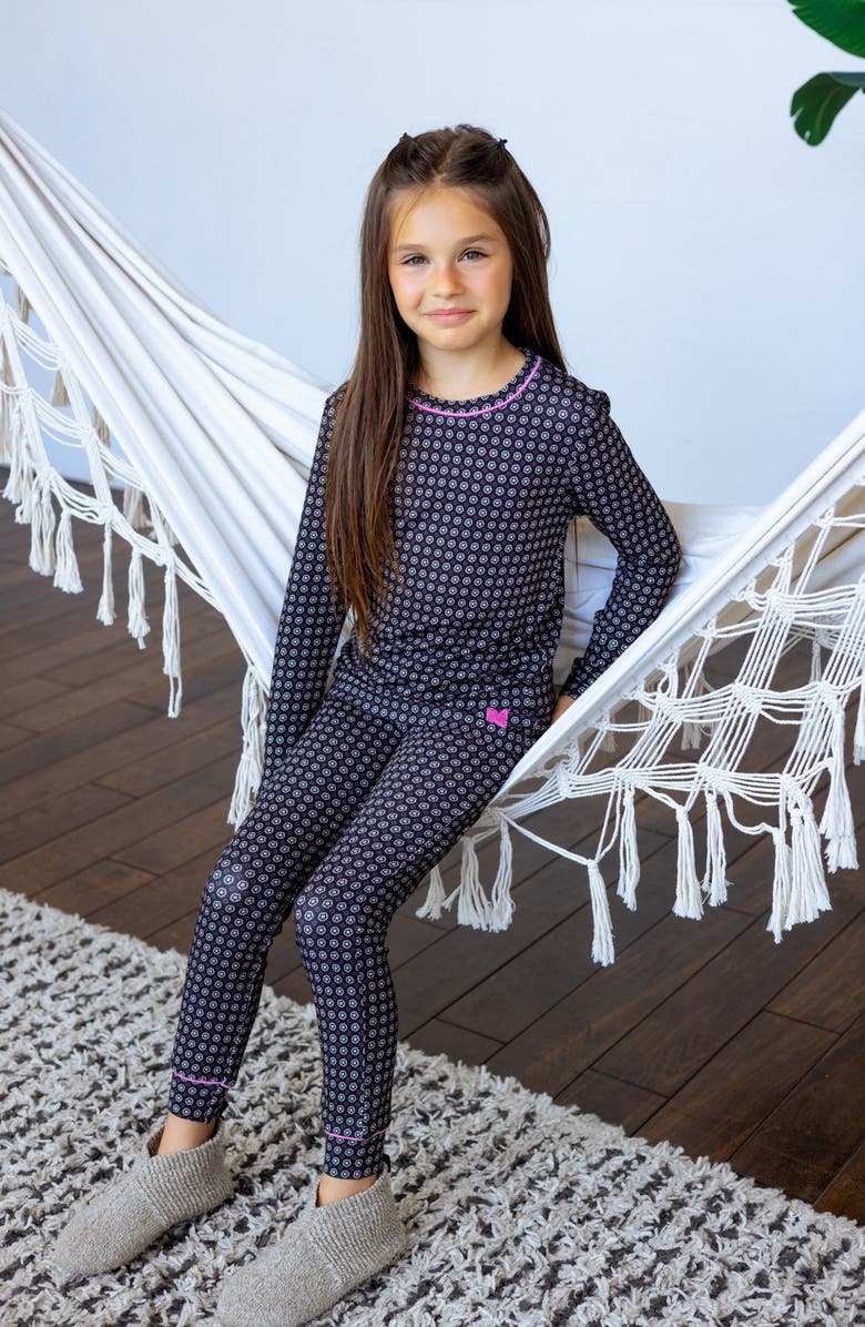 NoggiWear Girls Pattern Footie, Alternate, color, Geometric Black