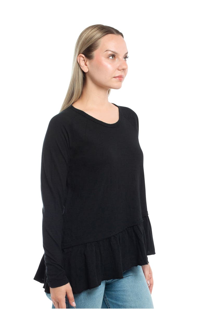 WILT Clothing Raglan Long Sleeve Asymmetric Peplum Hem Tee, Alternate, color, Black