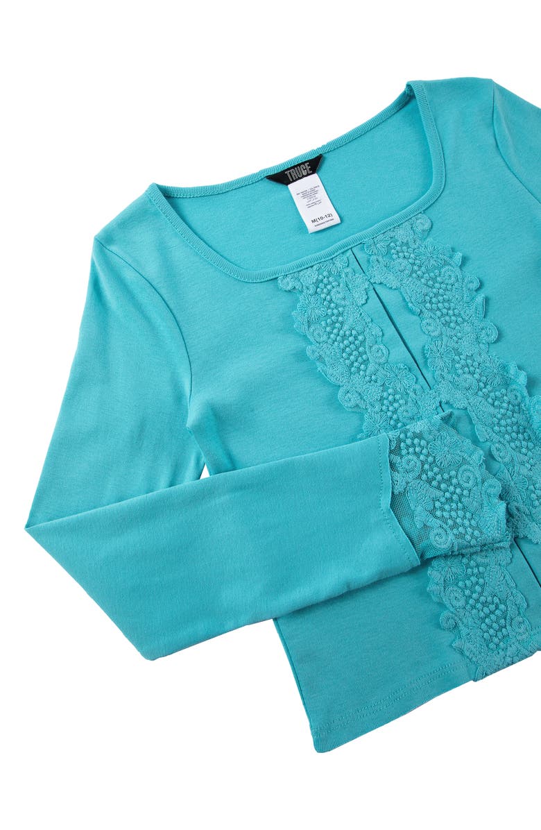 Truce Kids' Lace Accent Long Sleeve Cotton T-Shirt, Alternate, color,