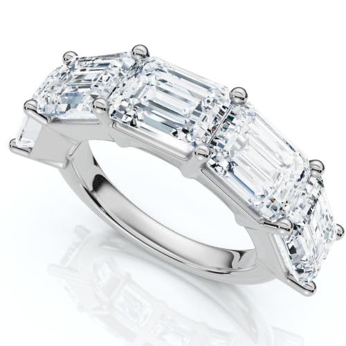 Bliss Diamond 5.10ct Emerald Cut Diamond 5 Stone Wedding Anniversary Ring 14k Gold Lab Grown In 14k White Gold