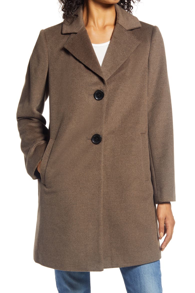 Wool Blend Coat, Alternate, color, MELANGE BROWN