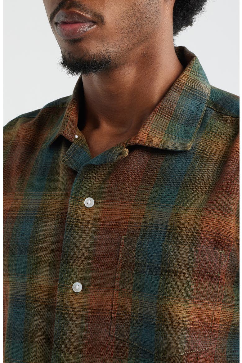 Plaid Resort Shirt, Alternate, color, BROWN