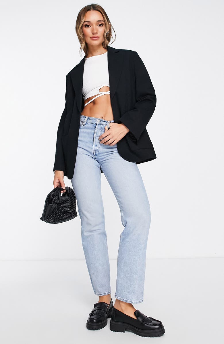 Topshop Open Front Ponte Blazer, Alternate, color,
