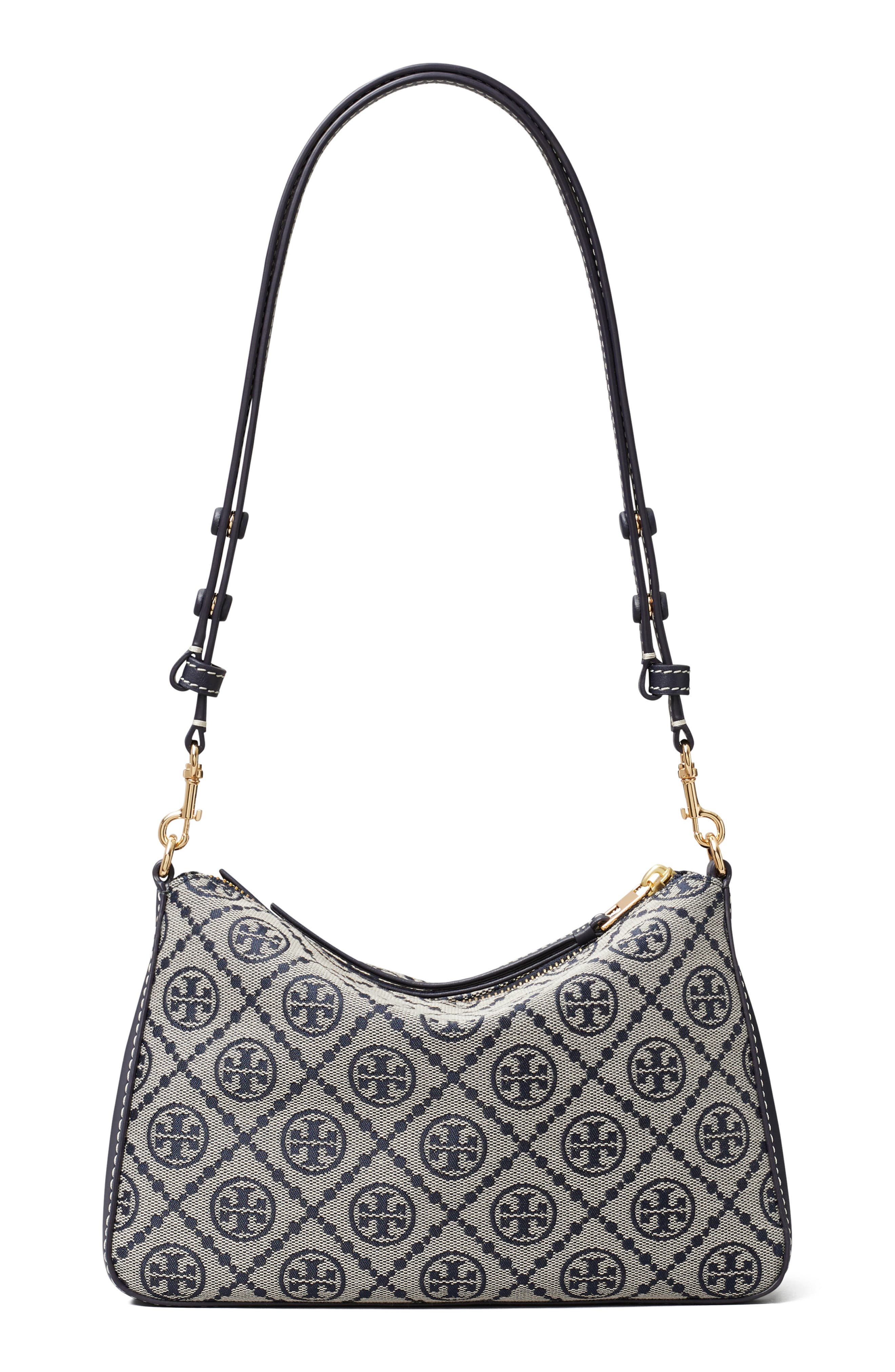 Tory Burch Small Perry T Monogram Jacquard Shoulder Bag, Alternate, color, Tory Navy