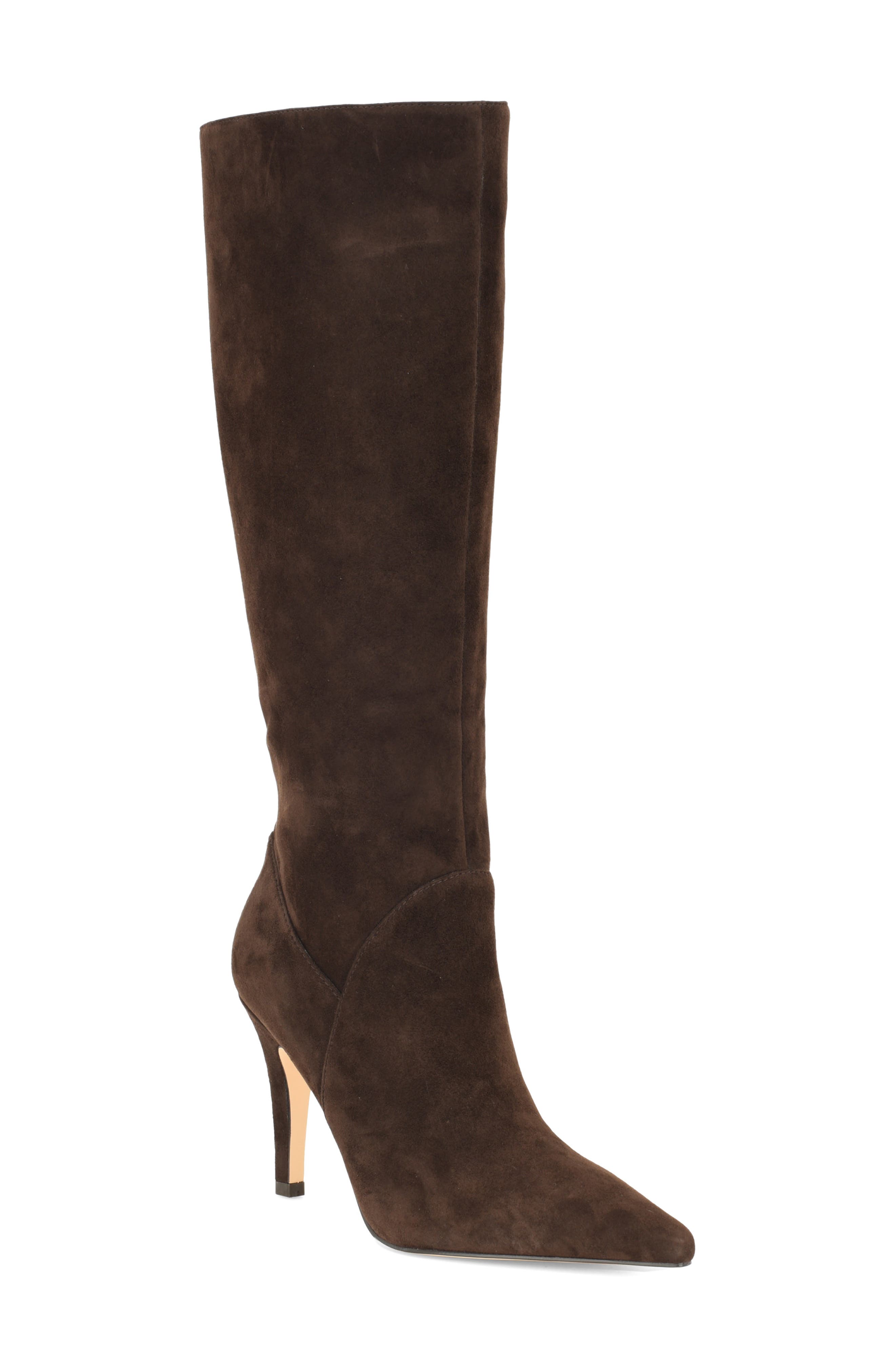 Korin Wide Calf Knee High Boot, Main, color, DARK BROWN