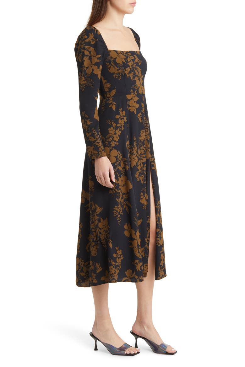 Sigmund Long Sleeve Midi Dress, Alternate, color, NIGHT GARDEN