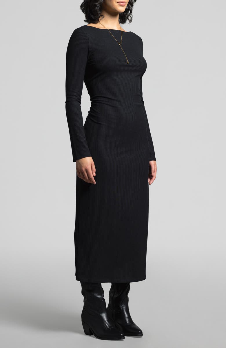 WEEKEND LOS ANGELES Angelina Long Sleeve Rib Maxi Dress, Alternate, color, Black